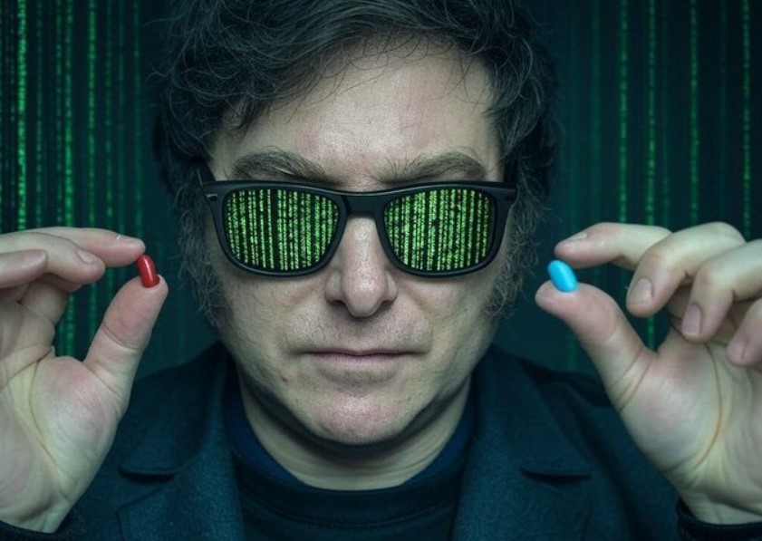 An AI image of Javier Milei as Morpheus from The Matrix. Image credit: Javier Milei on X.